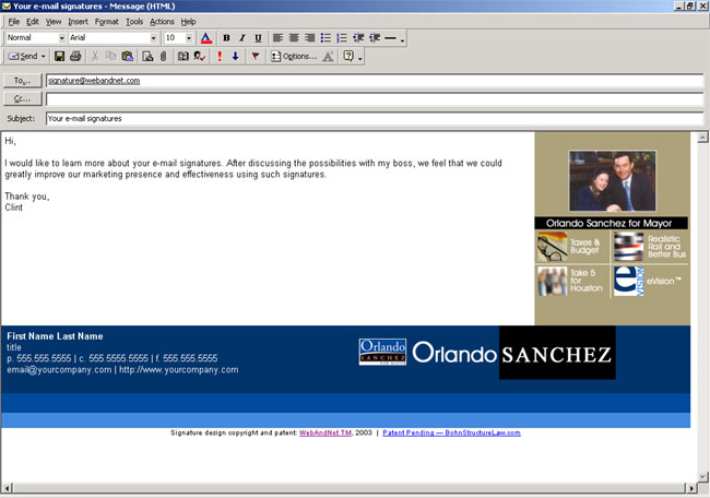 email signatures used for political campaign